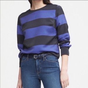 Banana Republic Striped Shimmer Button Back Blouse